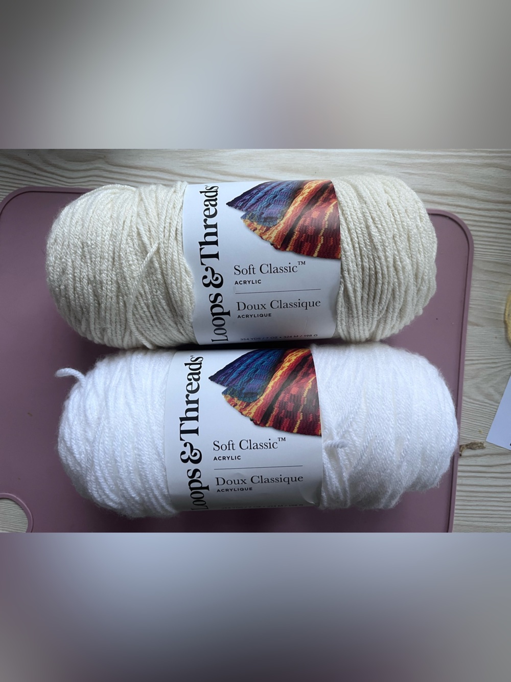 Loops $ Threads Pack of two Soft Classic Acrylic Yarn - White & Cream